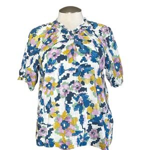 SONOMA Goods‎ for Life Women's XXL Multicolor Floral Button Neck Blouse Shirt